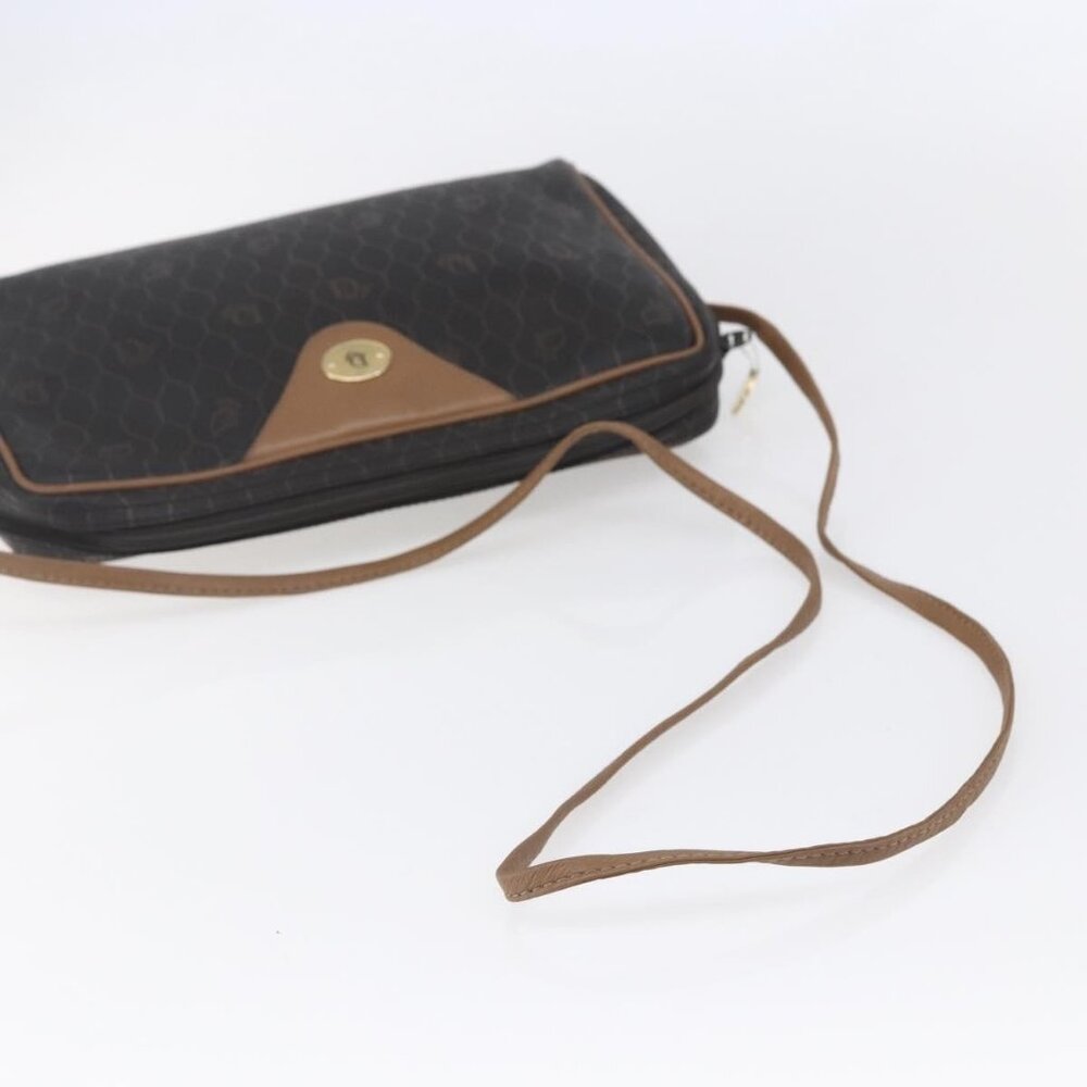 Authentic Christian Dior Honeycomb Canvas Shoulder Bag PVC Black Gold - Picture 14 of 16